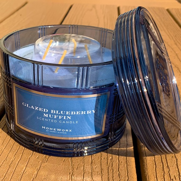 🆕GLAZED BLUEBERRY MUFFIN HARRY SLATKIN HOMEWORX 4 WICK 18oz CANDLE NWTS! - Picture 5 of 5